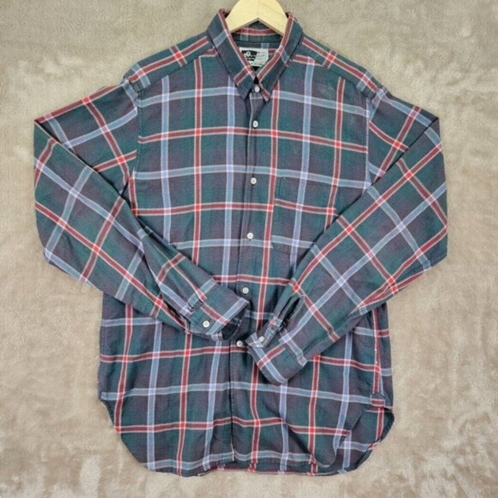Rare Made in USA Engineered Garments Plaid Shirt Buttons Men's Size L Multicolor